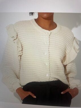 Cleobella Maelle ivory ruffled cardigan sz M